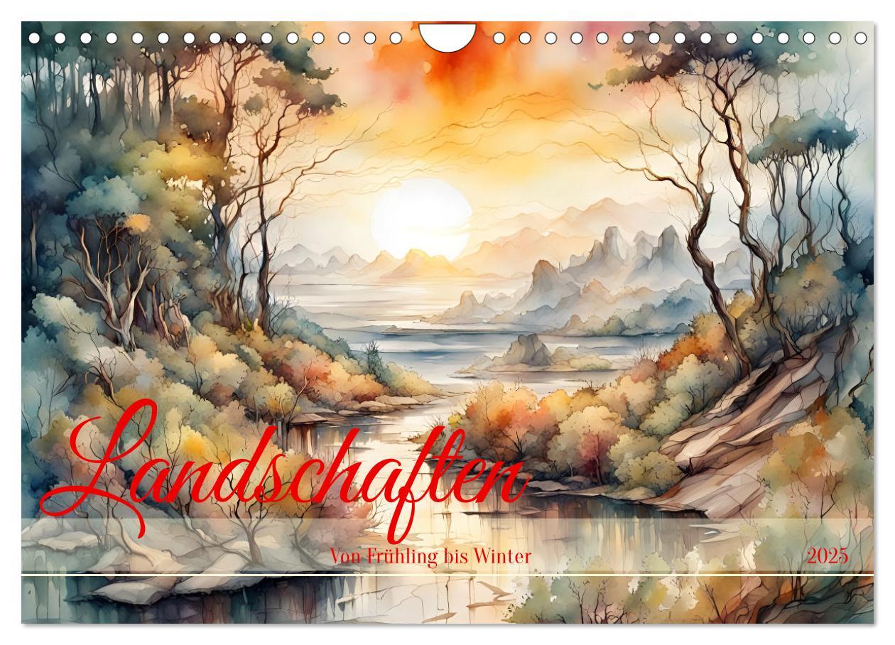 Naptár/Határidőnapló Landschaften Von Frühling bis Winter (Wandkalender 2025 DIN A4 quer), CALVENDO Monatskalender 