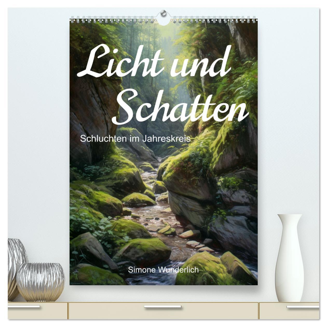 Calendar / Agendă Licht und Schatten - Schluchten im Jahreskreis (hochwertiger Premium Wandkalender 2025 DIN A2 hoch), Kunstdruck in Hochglanz 