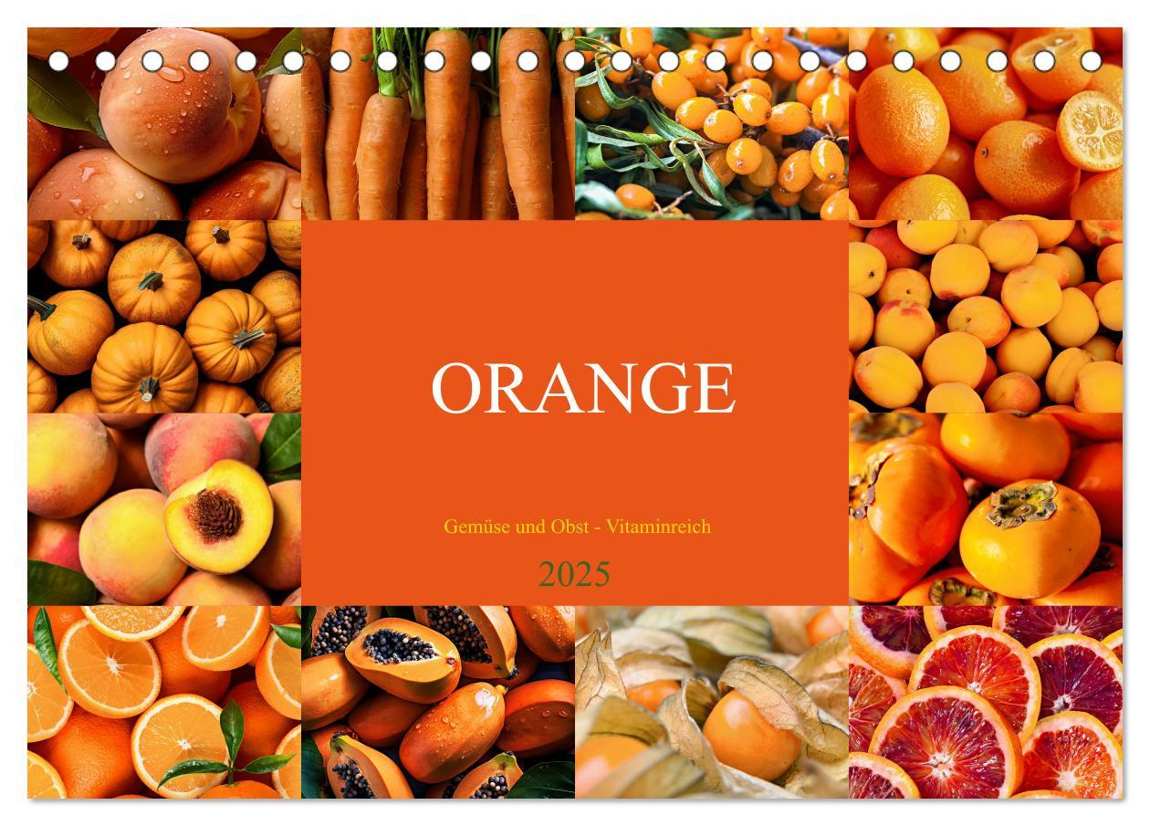 Naptár/Határidőnapló ORANGE - Gemüse und Obst -Vitaminreich (Tischkalender 2025 DIN A5 quer), CALVENDO Monatskalender 