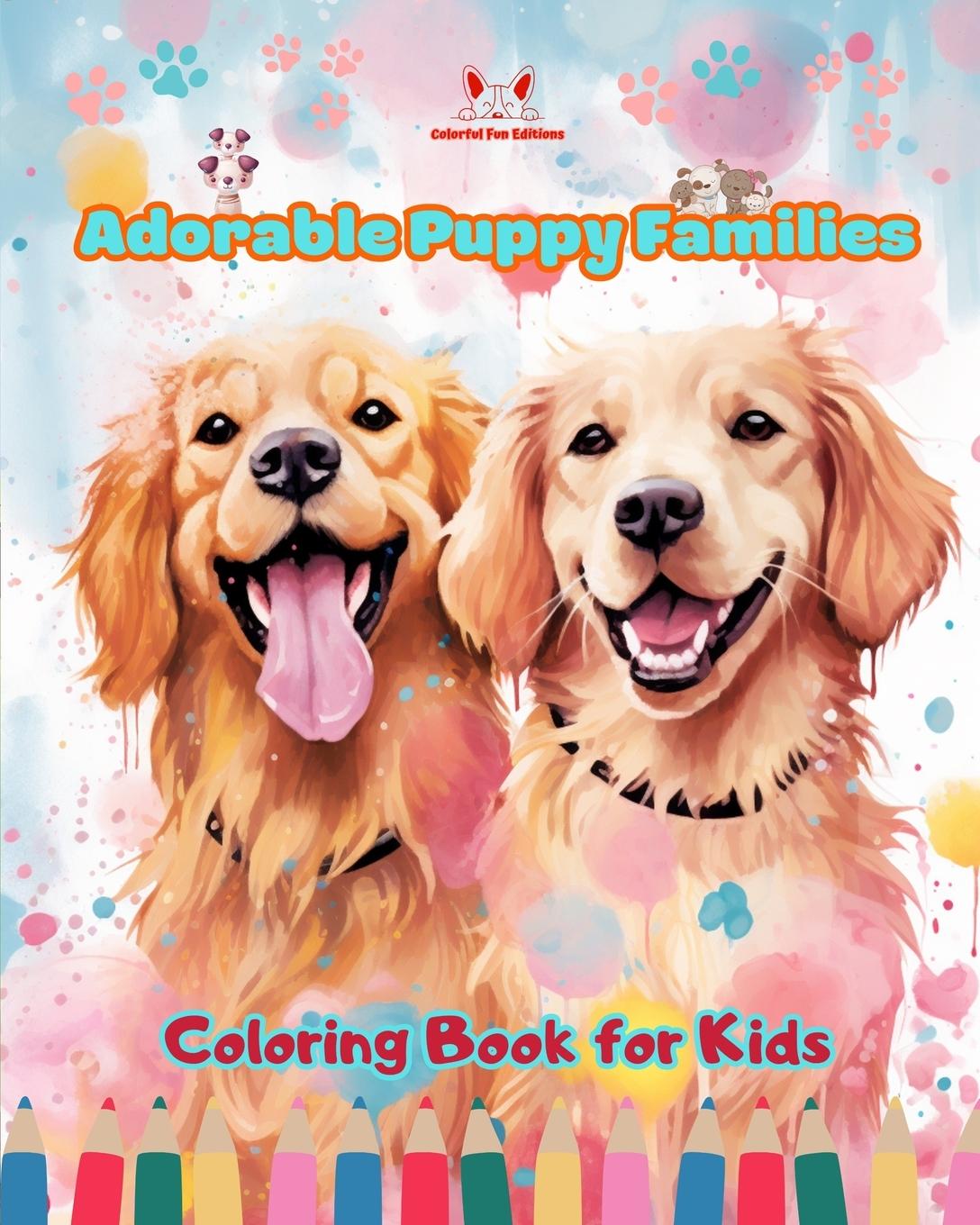 Carte Adorable Puppy Families - Coloring Book for Kids - Creative Scenes of Endearing and Playful Dog Families 