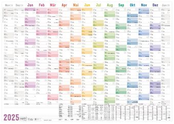 Kalendar/Rokovnik Wandkalender 2025 A1+ [Rainbow] 89cm x 63cm gefalzt mit Extra A4-Übersicht Eurolochung Andreas Reiter