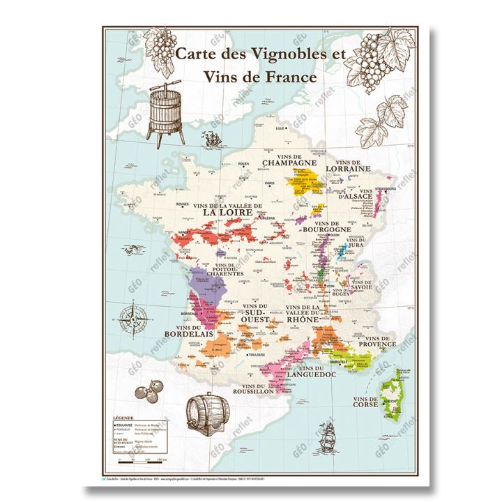 Könyv Carte des Vignobles et Vins de France - Affiche A2 pliée 