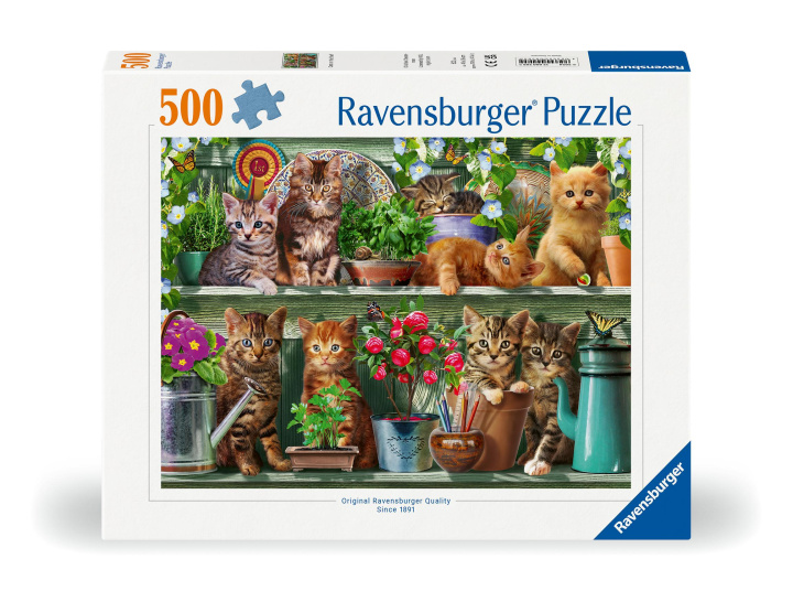 Játék Ravensburger Puzzle 12000205 - Katzen im Regal - 500 Teile Puzzle für Erwachsene und Kinder ab 10 Jahren, Tier-Puzzle mit Katzen-Motiv 