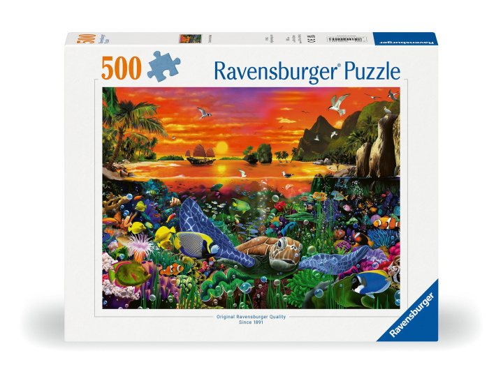 Gra/Zabawka Ravensburger Puzzle 12000225 - Schildkröte im Riff - 500 Teile Puzzle für Erwachsene und Kinder ab 10 Jahren, Puzzle mit Unterwasserwelt-Motiv 