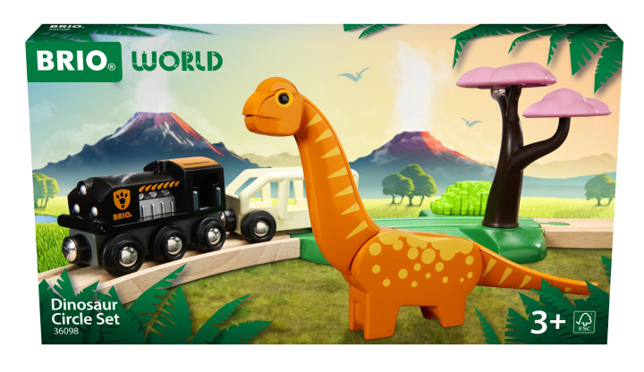 Játék BRIO World - 36098 Dinosaurier Bahn Set | Spielzeugzug für Kinder ab 3 Jahren 