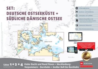 Nyomtatványok Sportbootkarten Satz 1, 2 und 4   Set: Deutsche Ostseeküste und Südliche Dänische Ostsee (Ausgabe 2024) 