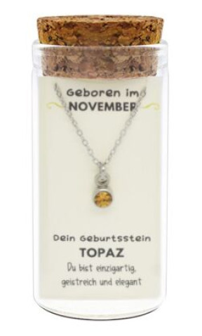 Hra/Hračka "November" Geburtsstein Kette im Gläschen 