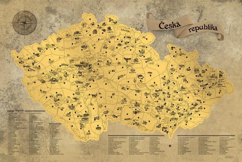 Kniha Stírací mapa Česka Deluxe XXL - zlatá 