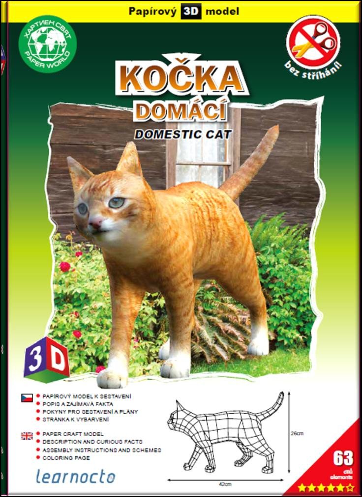 Papírenské zboží Kočka domácí – Papírový 3D model/63 dílků 