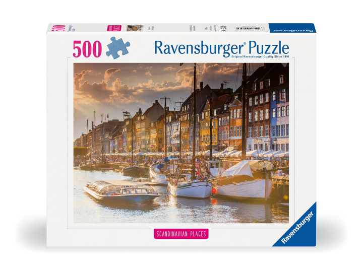 Játék Ravensburger Puzzle 12000846, Scandinavian Places - Sonnenuntergang in Kopenhagen - 500 Teile Puzzle für Erwachsene und Kinder ab 12 Jahren 