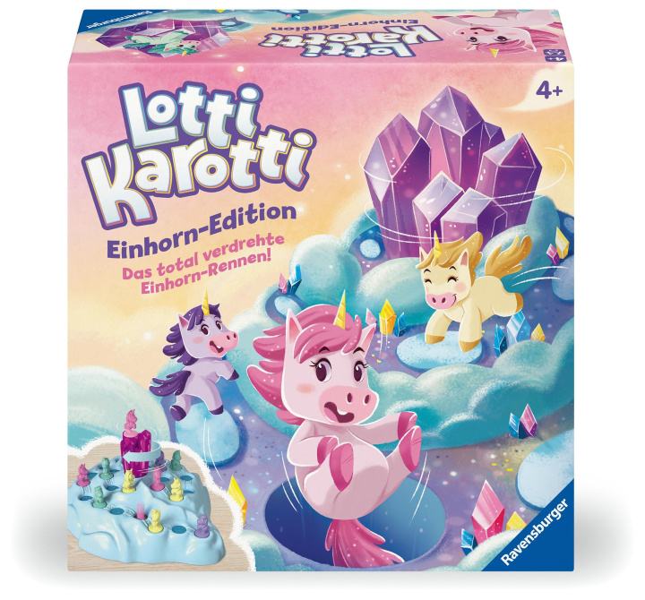 Hra/Hračka Ravensburger 22580 - Lotti Karotti Einhorn-Edition, Adaption des bekannten Spiele-Klassikers mit Einhörnern, unterhaltsames Wettlaufspiel für 2 bis 4 