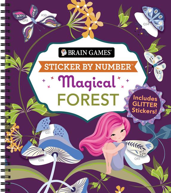 Libro Brain Games - Sticker by Number: Magical Forest Brain Games