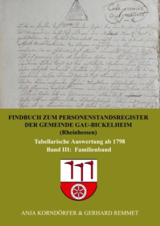 Book Findbuch zum Personenstandsregister der Gemeinde Gau-Bickelheim/Rheinhessen 
