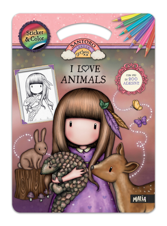 Książka I love animals. Gorjuss. Sticker & color Lisa Capiotto