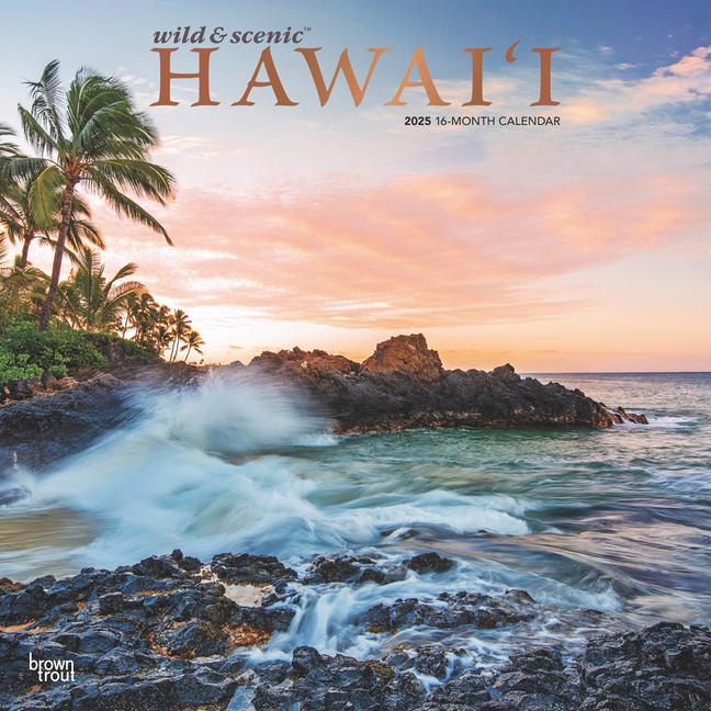 Kalendár/Diár Hawaii Wild & Scenic 2025 12 X 24 Inch Monthly Square Wall Calendar Foil Stamped Cover Plastic-Free 