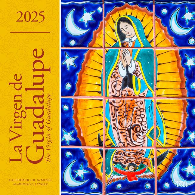 Kalendář/Diář La Virgen de Guadalupe 2025 12 X 24 Inch Monthly Square Wall Calendar English/Spanish Bilingual Plastic-Free 