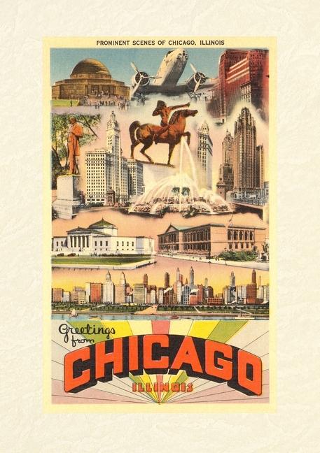 Книга Vintage Lined Notebook Greetings from Chicago 