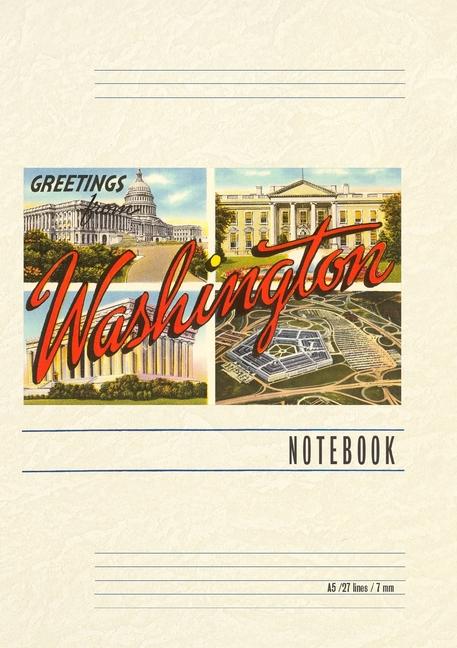 Knjiga Vintage Lined Notebook Greetings from Washington, DC 