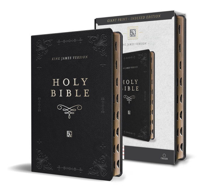 Carte KJV Holy Bible, Giant Print Thinline Large Format, Black Premium Imitation Leath Er with Ribbon Marker, Red Letter, and Thumb Index 