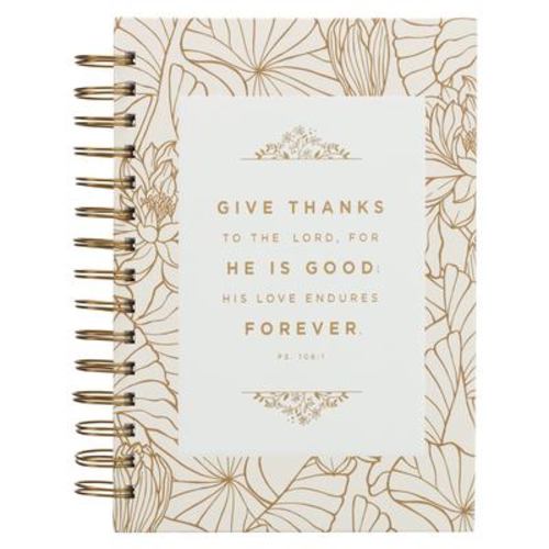 Książka Journal Wirebound White/Gold Give Thanks Ps. 106:1 