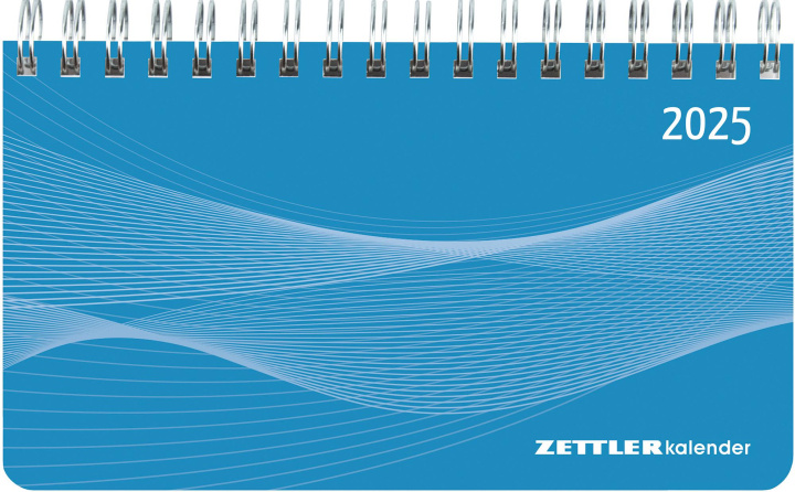 Naptár/Határidőnapló Querkalender Mini PP-Einband blau 2025 - Tisch-Kalender - Büro-Planer 15,6x9 cm - 1 Woche 2 Seiten - Ringbindung - Zettler 