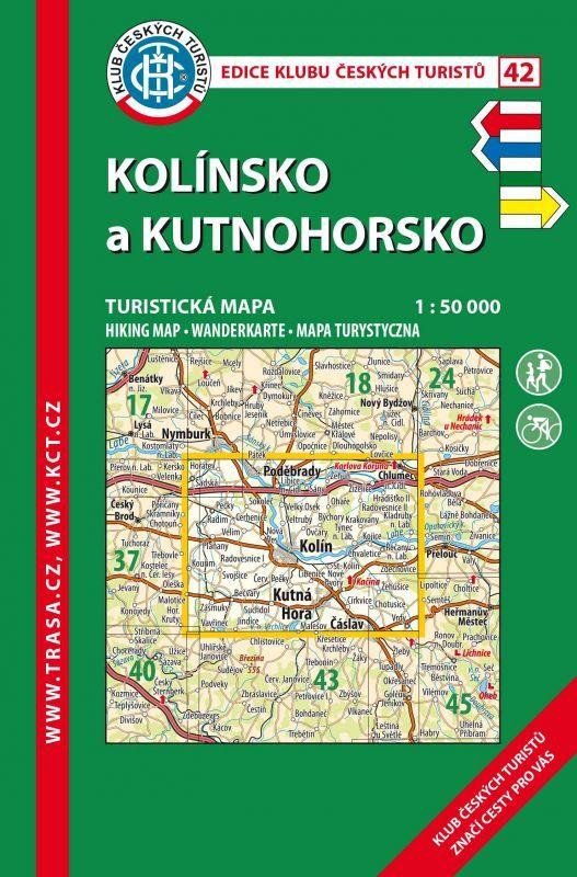 Carte KČT 42 Kolínsko a Kutnohorsko 1:50 000 Turistická mapa 