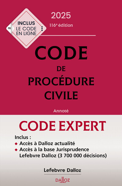 Könyv Code Dalloz Expert. Code de procédure civile 2025. 21e éd. Pierre Callé