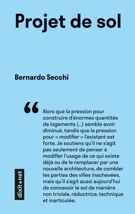 Knjiga PROJET DE SOL SECCHI BERNARDO