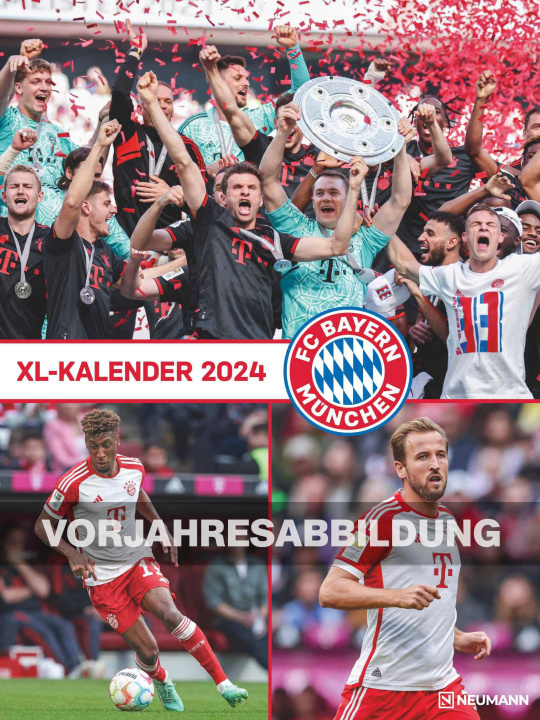 Kalendarz/Pamiętnik FC Bayern München 2025 - Poster-Kalender-XL - Fan-Kalender - Fußball-Kalender - 48x64 - Sport 