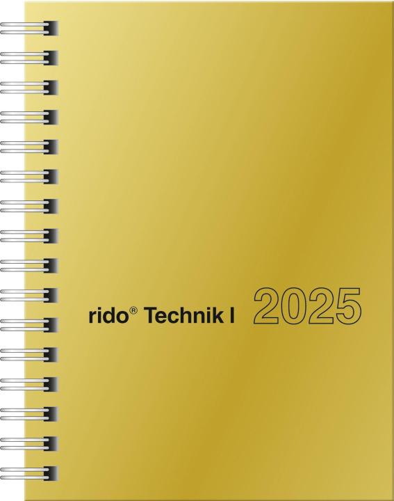 Βιβλίο rido/idé 7013121915 Taschenkalender Modell perfect/Technik I (2025)| 2 Seiten = 1 Woche| A6| 160 Seiten| Glanzkarton-Einband| goldfarben 