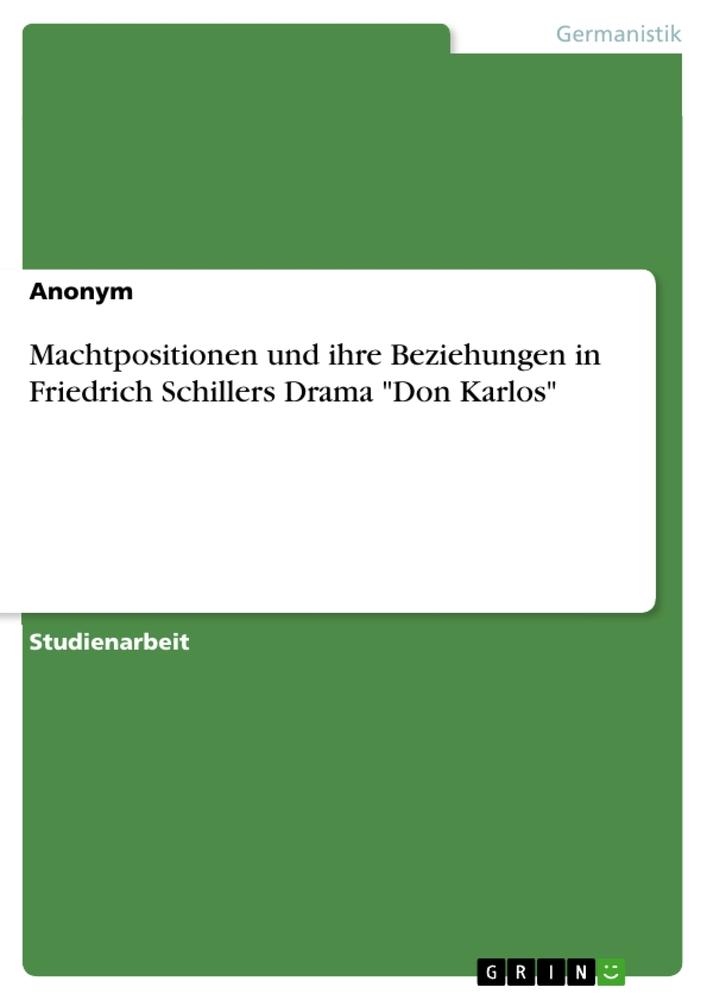Carte Machtpositionen und ihre Beziehungen in Friedrich Schillers Drama "Don Karlos" 