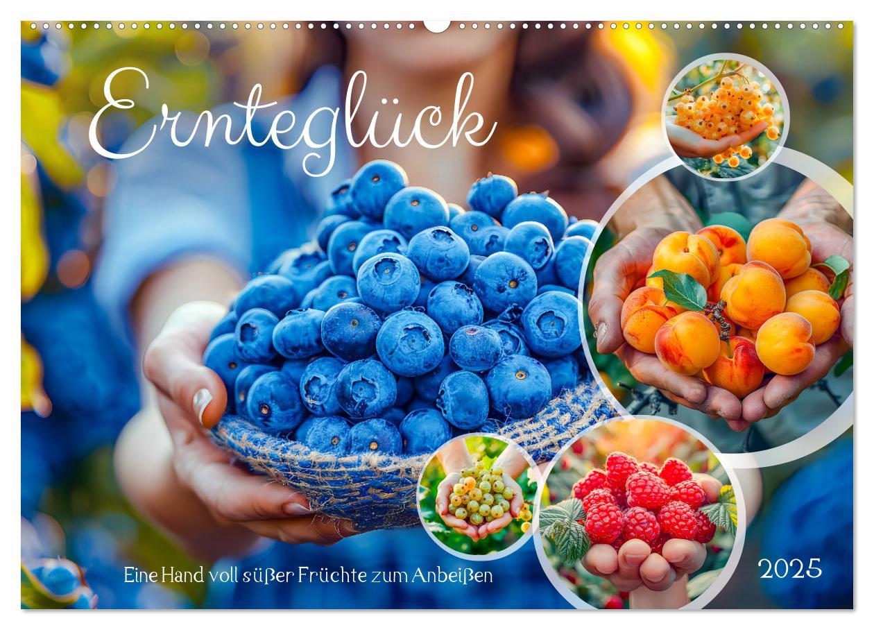 Naptár/Határidőnapló Ernteglück - Eine handvoll süßer Früchte zum Anbeißen (Wandkalender 2025 DIN A2 quer), CALVENDO Monatskalender 