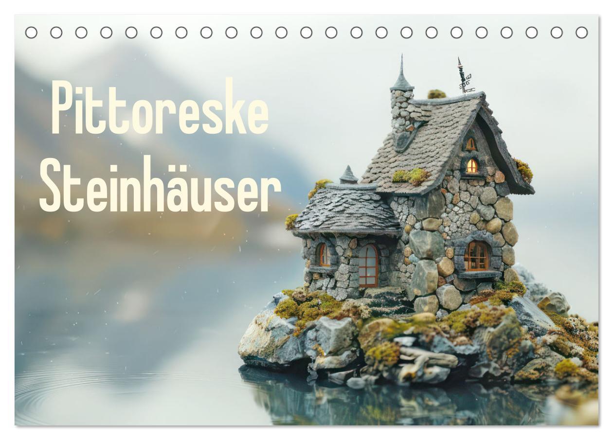 Naptár/Határidőnapló Pittoreske Steinhäuser (Tischkalender 2025 DIN A5 quer), CALVENDO Monatskalender 