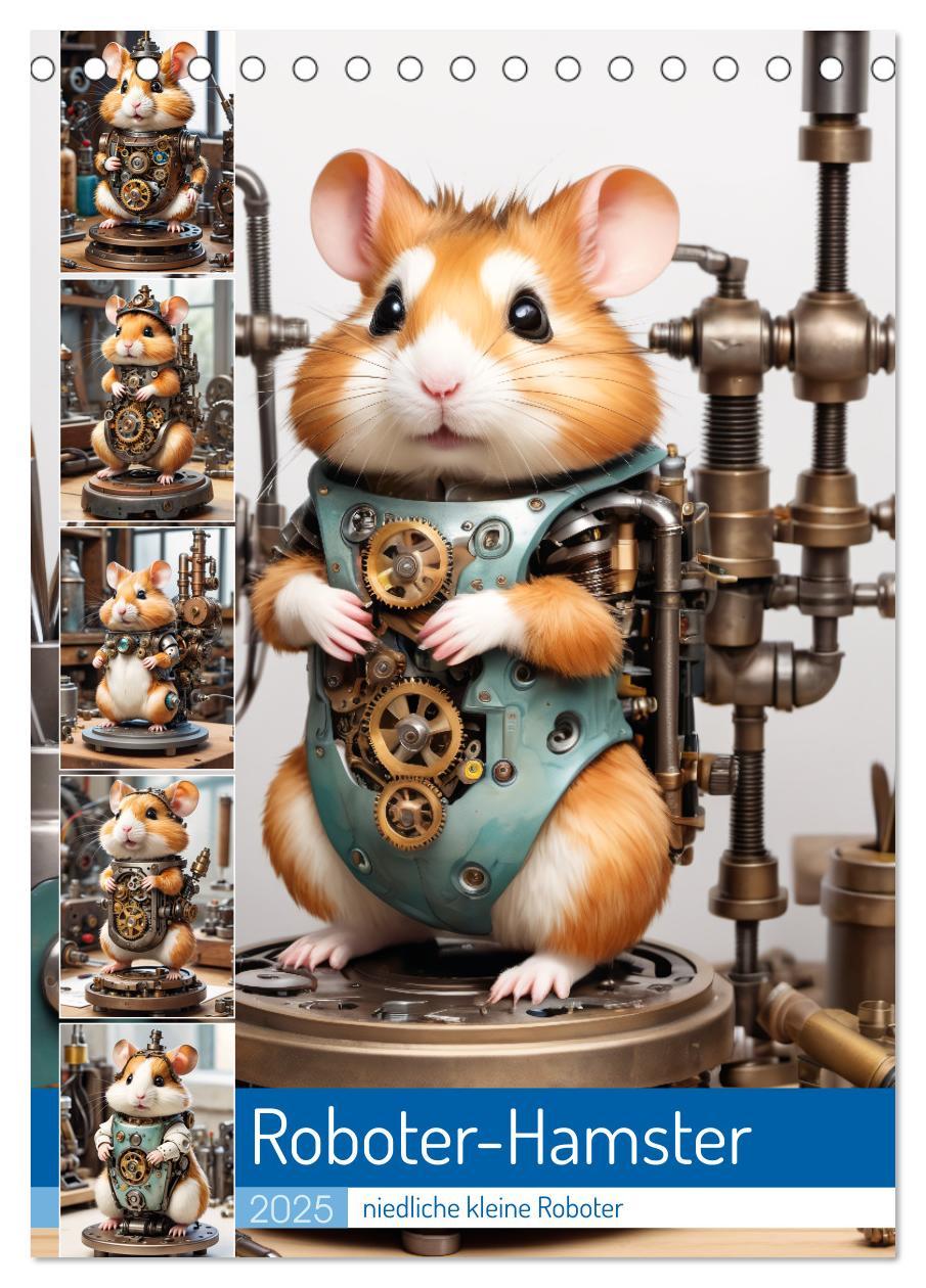 Календар/тефтер Roboter-Hamster - niedliche kleine Roboter (Tischkalender 2025 DIN A5 hoch), CALVENDO Monatskalender 
