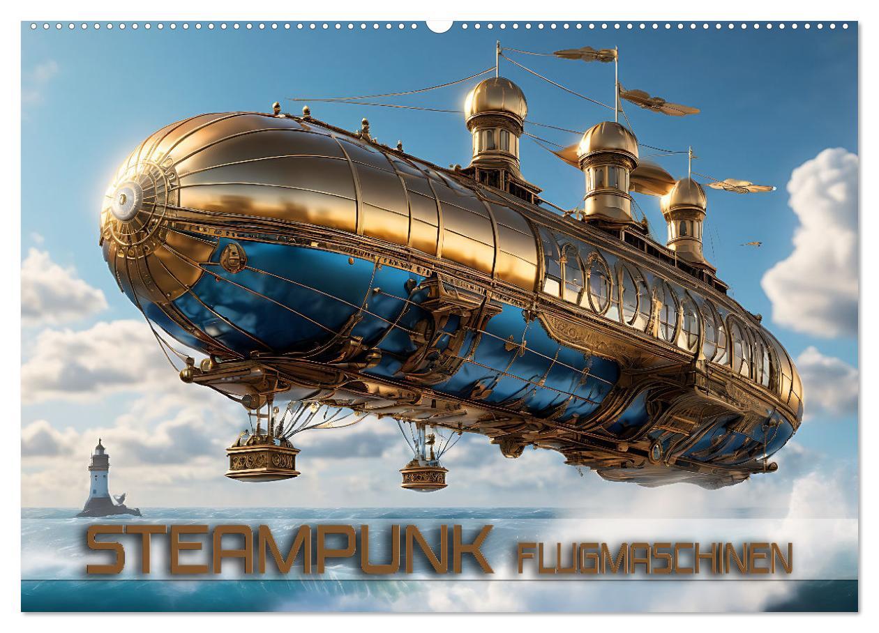 Calendar / Agendă Steampunk Flugmaschinen (Wandkalender 2025 DIN A2 quer), CALVENDO Monatskalender 