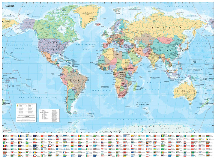 Tiskovina Collins World Wall Paper Map Collins Maps