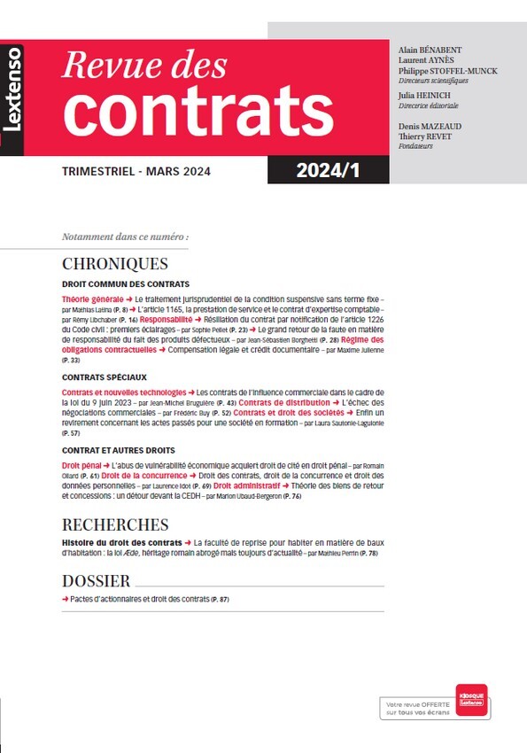 Könyv Revue des contrats N°1-2024 
