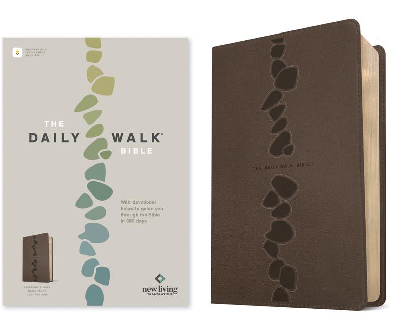 Kniha The Daily Walk Bible NLT (Leatherlike, Stepping Stones Dark Taupe, Filament Enabled) 