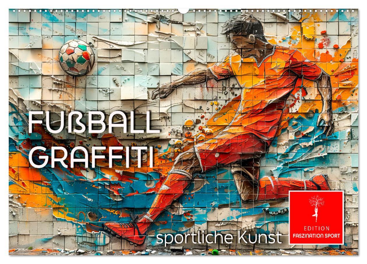 Kalendář/Diář Fußball Graffiti - sportliche Kunst (Wandkalender 2025 DIN A2 quer), CALVENDO Monatskalender 