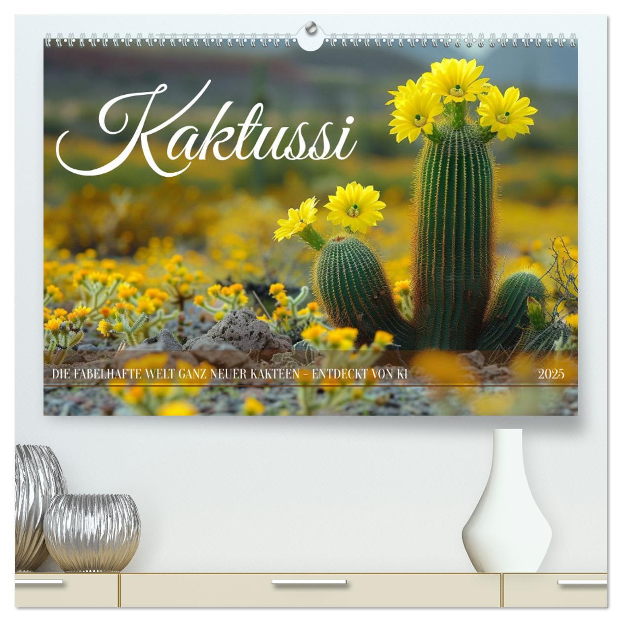 Calendar/Diary Kaktussi (hochwertiger Premium Wandkalender 2025 DIN A2 quer), Kunstdruck in Hochglanz 