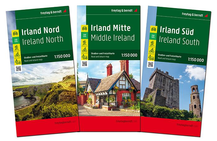 Nyomtatványok Irland, Straßen- und Freizeitkarten-Set 1:150.000, freytag & berndt 