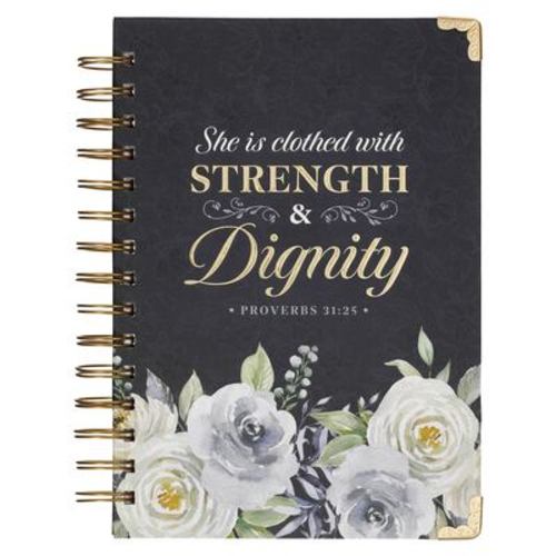 Book Journal Wirebound Blue Floral Strength & Dignity Prov. 31:25 