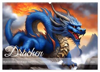 Calendar/Diary Drachen - Furchterregende und imposante Fabelwesen (Wandkalender 2025 DIN A2 quer), CALVENDO Monatskalender Calvendo