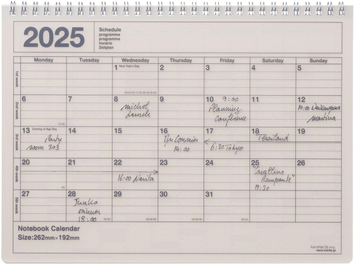Calendar / Agendă MARK'S 2025 Tischkalender M // Ivory 