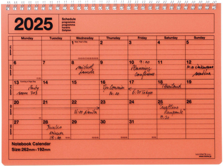 Kalendarz/Pamiętnik MARK'S 2025 Tischkalender M // Orange 