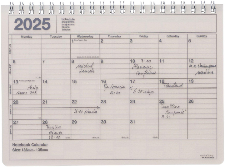 Naptár/Határidőnapló MARK'S 2025 Tischkalender S // Ivory 