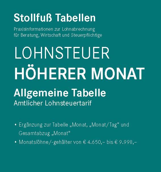 Kniha Tabelle, Lohnsteuer 2024, Höherer Monat 