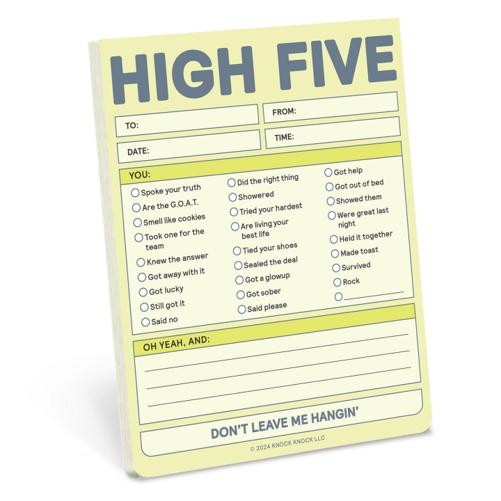 Kalendar/Rokovnik Knock Knock High Five Nifty Note (Pastel Yellow) Knock Knock