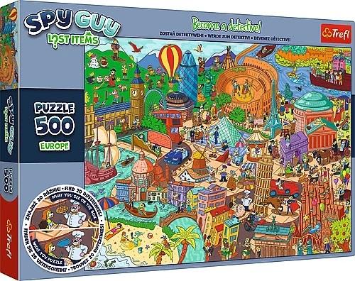 Książka Puzzle 500el. Spy Guy Lost Items: Europe. Rodzina Treflików 