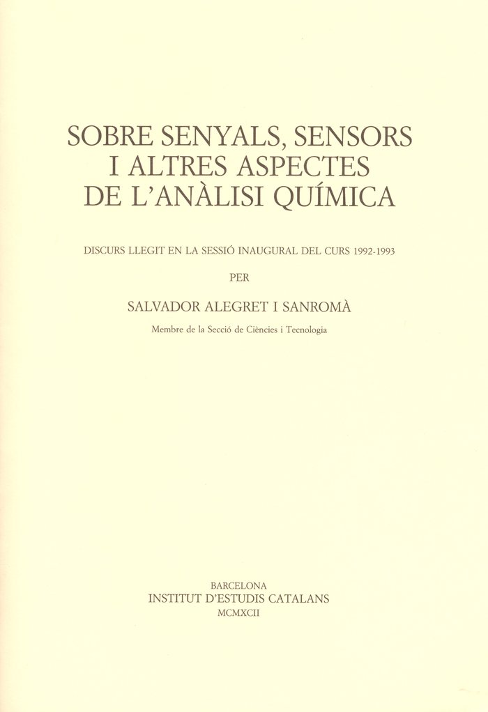Книга SOBRE SENYALS SENSORS I ALTRES ASPECTES DE L'ANALISI QUIMIC DUARTE